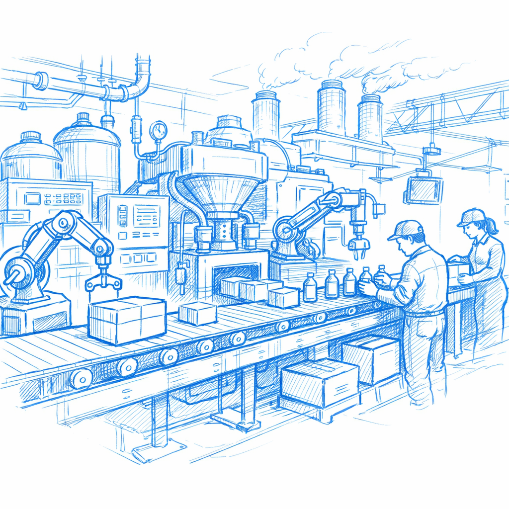Sky Blue Factory Production Line Sketch-1
